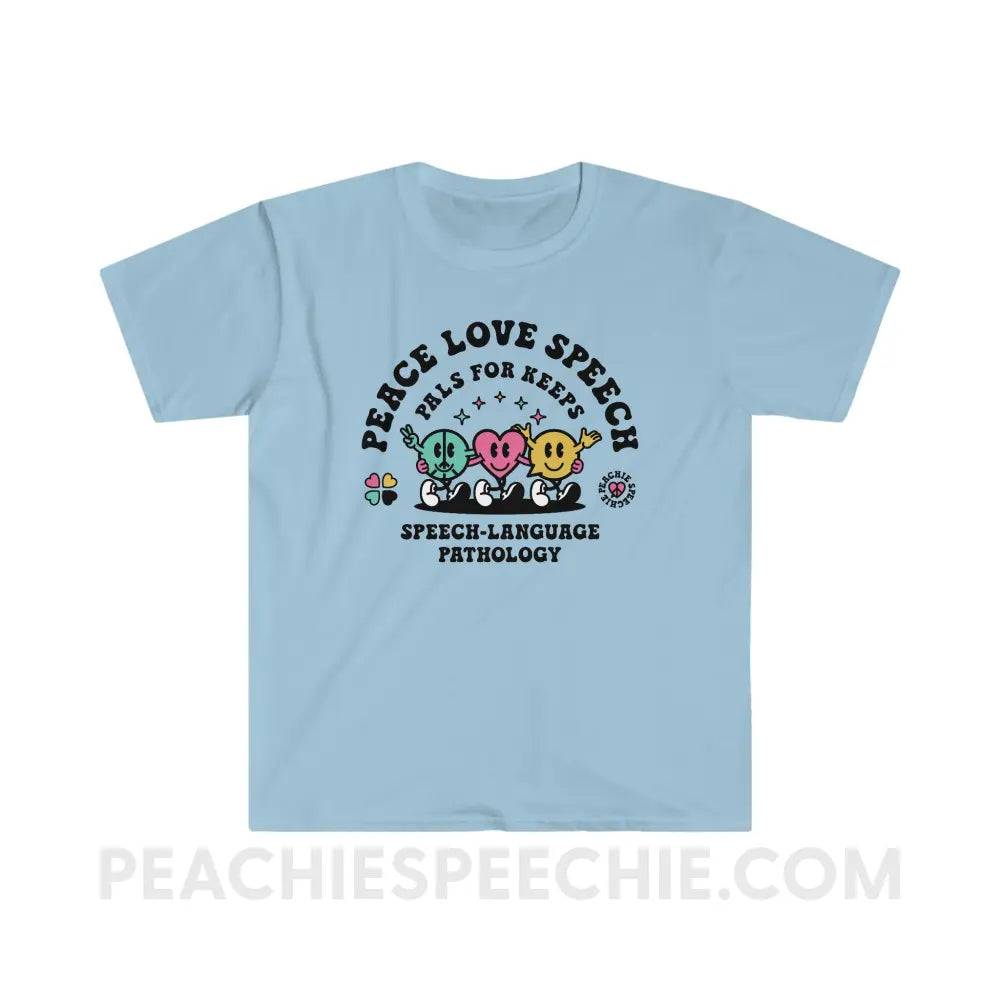 Peace Love Speech Retro Characters Classic Tee - Light Blue / S - T-Shirt peachiespeechie.com