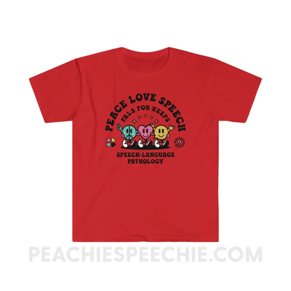 Peace Love Speech Retro Characters Classic Tee - Red / S - T-Shirt peachiespeechie.com