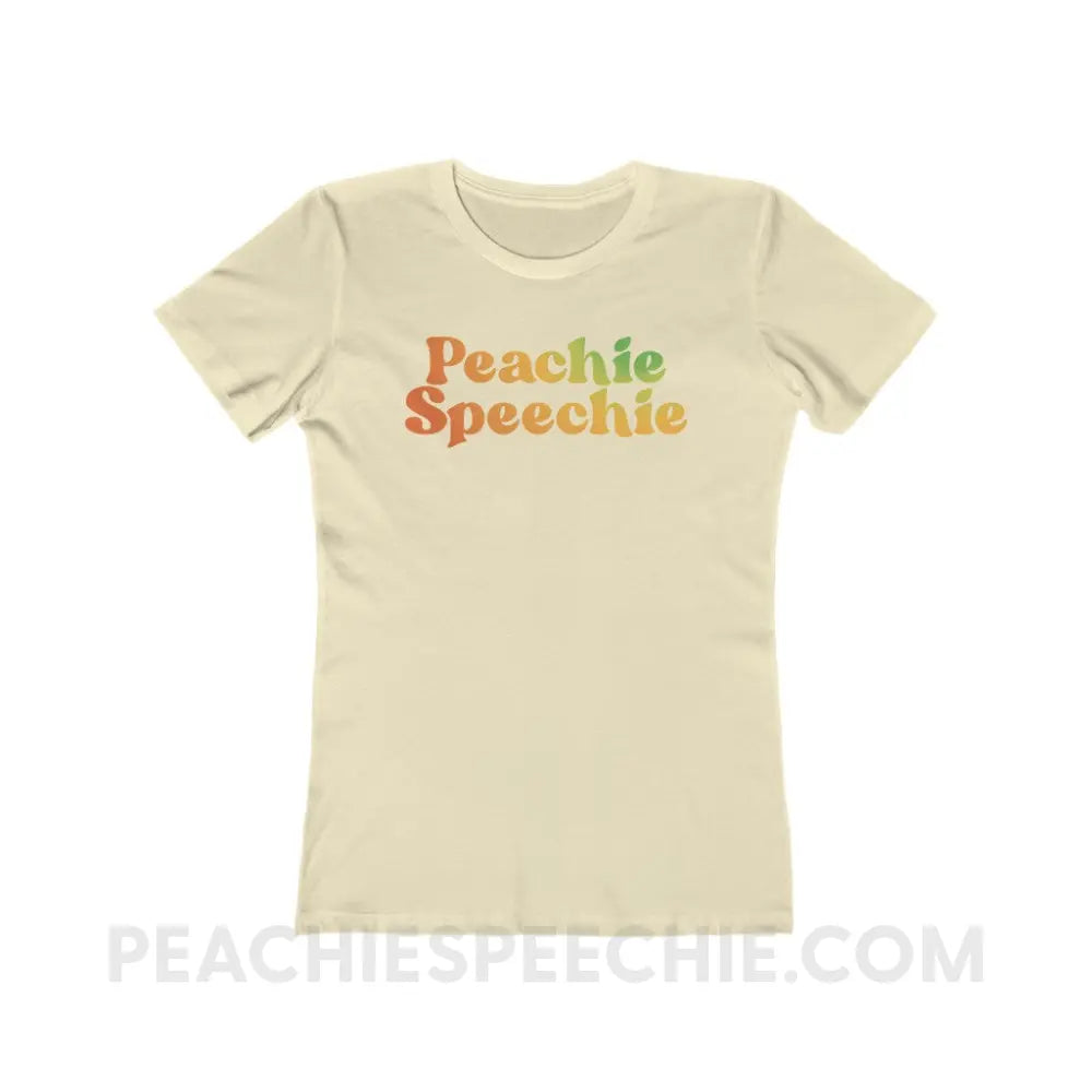 Peachie Speechie Brand Women’s Fitted Tee - Solid Natural / S - custom product peachiespeechie.com