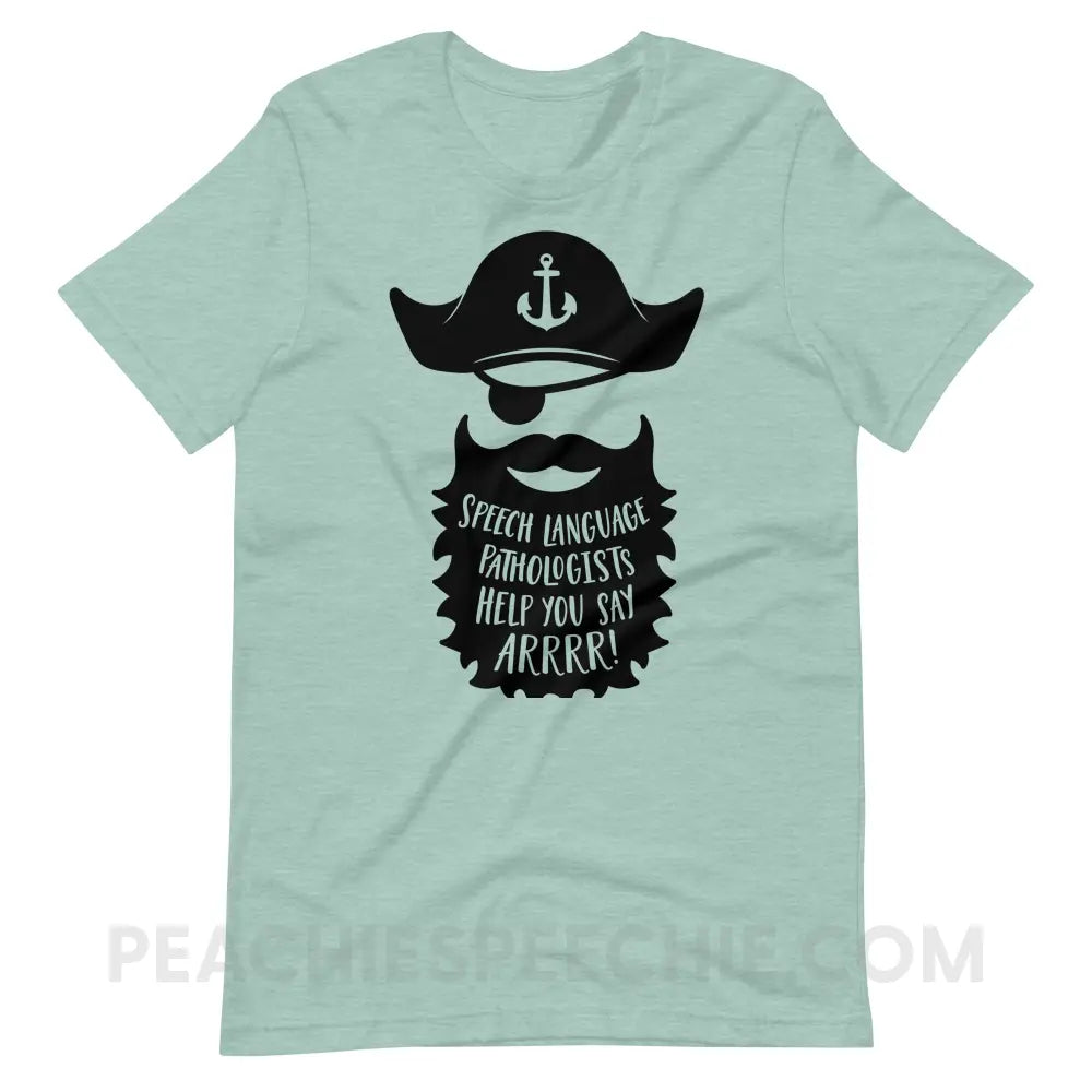 Pirate Premium Soft Tee - Heather Prism Dusty Blue / XS - T-Shirts & Tops peachiespeechie.com