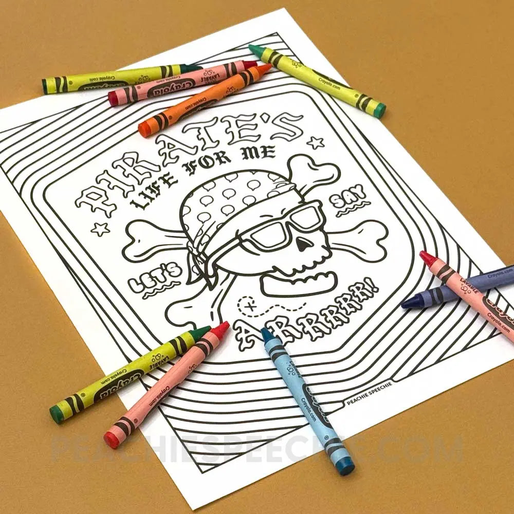 Pirate’s Life For Me Coloring Sheet Materials peachiespeechie.com