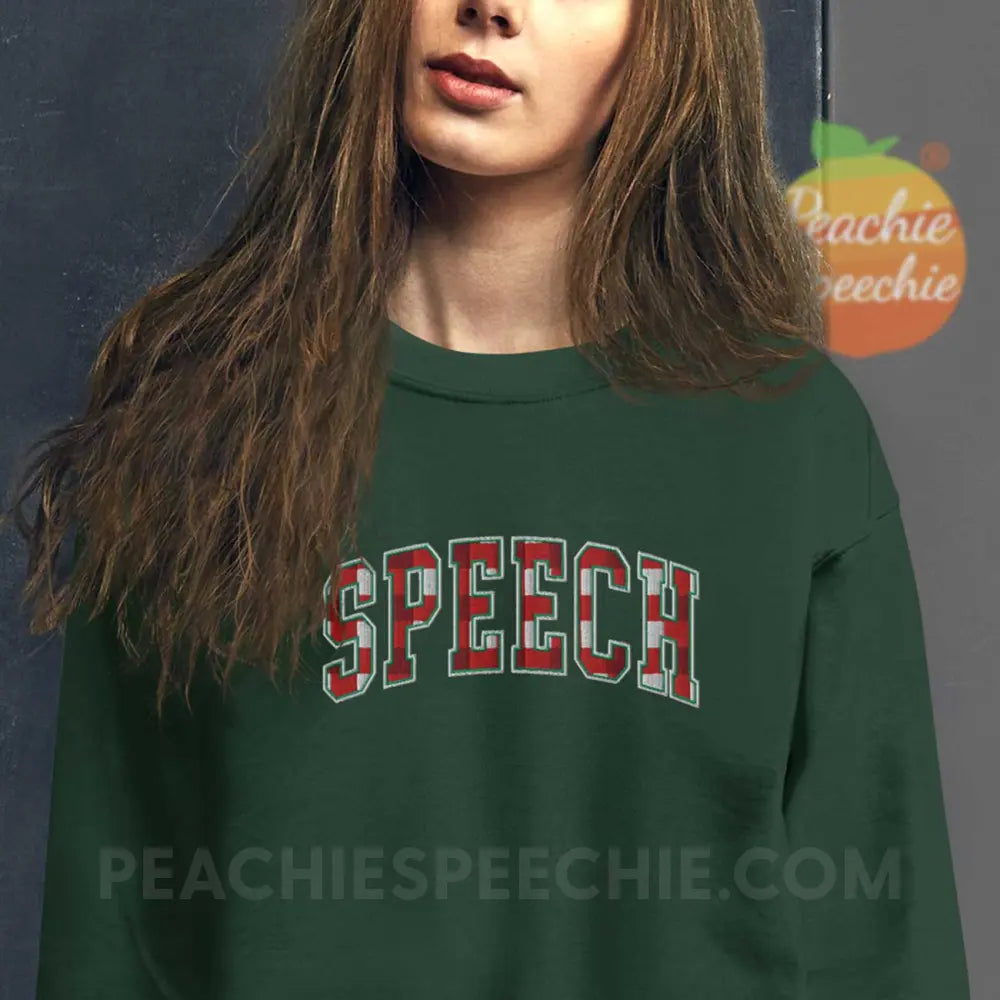 Plaid Speech Embroidered Classic Sweatshirt - Red / S - peachiespeechie.com