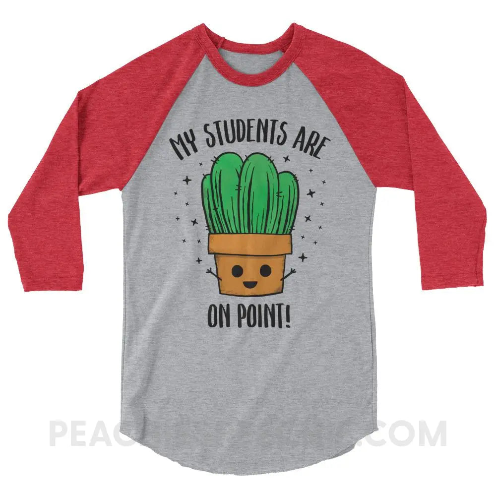 On Point Baseball Tee - Heather Grey/Heather Red / XS - T-Shirts & Tops peachiespeechie.com