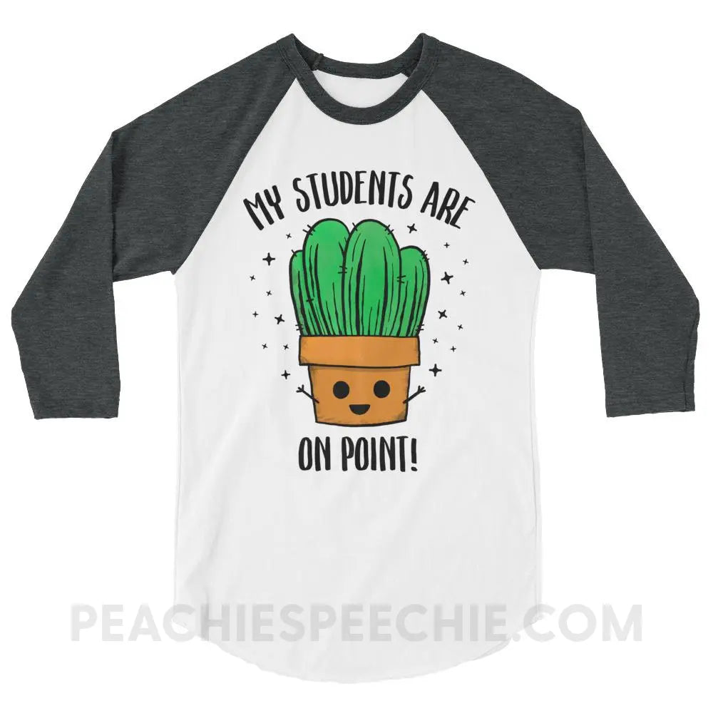 On Point Baseball Tee - White/Heather Charcoal / XS - T-Shirts & Tops peachiespeechie.com
