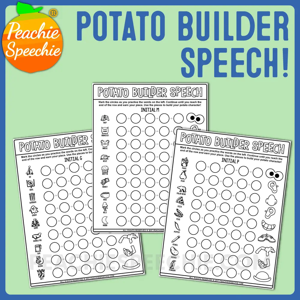 Potato Builder Speech: No Prep Articulation Sheets Toy Companion - Materials peachiespeechie.com
