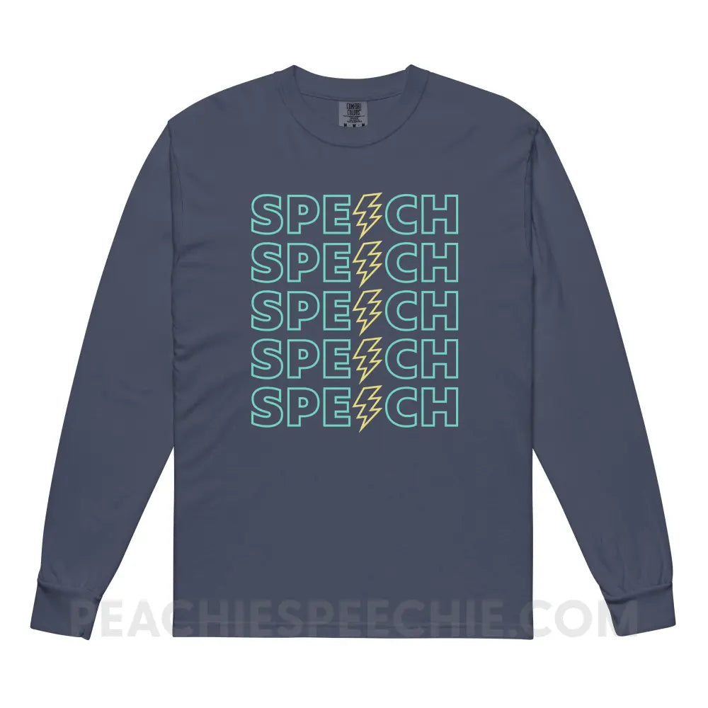 Power of Speech Comfort Colors Long Sleeve - Navy / S - peachiespeechie.com