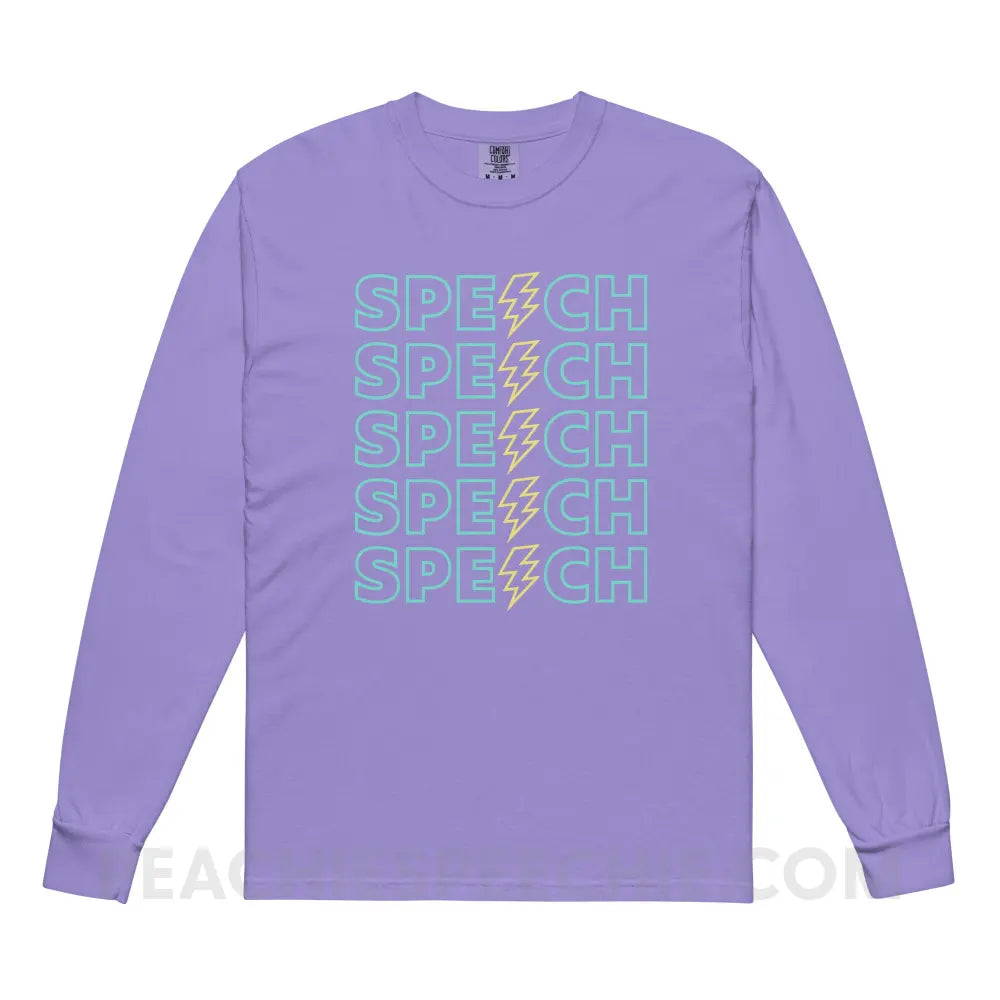 Power of Speech Comfort Colors Long Sleeve - Violet / S - peachiespeechie.com
