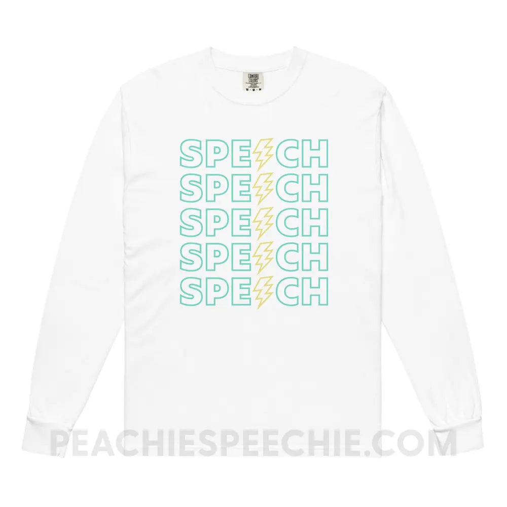 Power of Speech Comfort Colors Long Sleeve - White / S - peachiespeechie.com