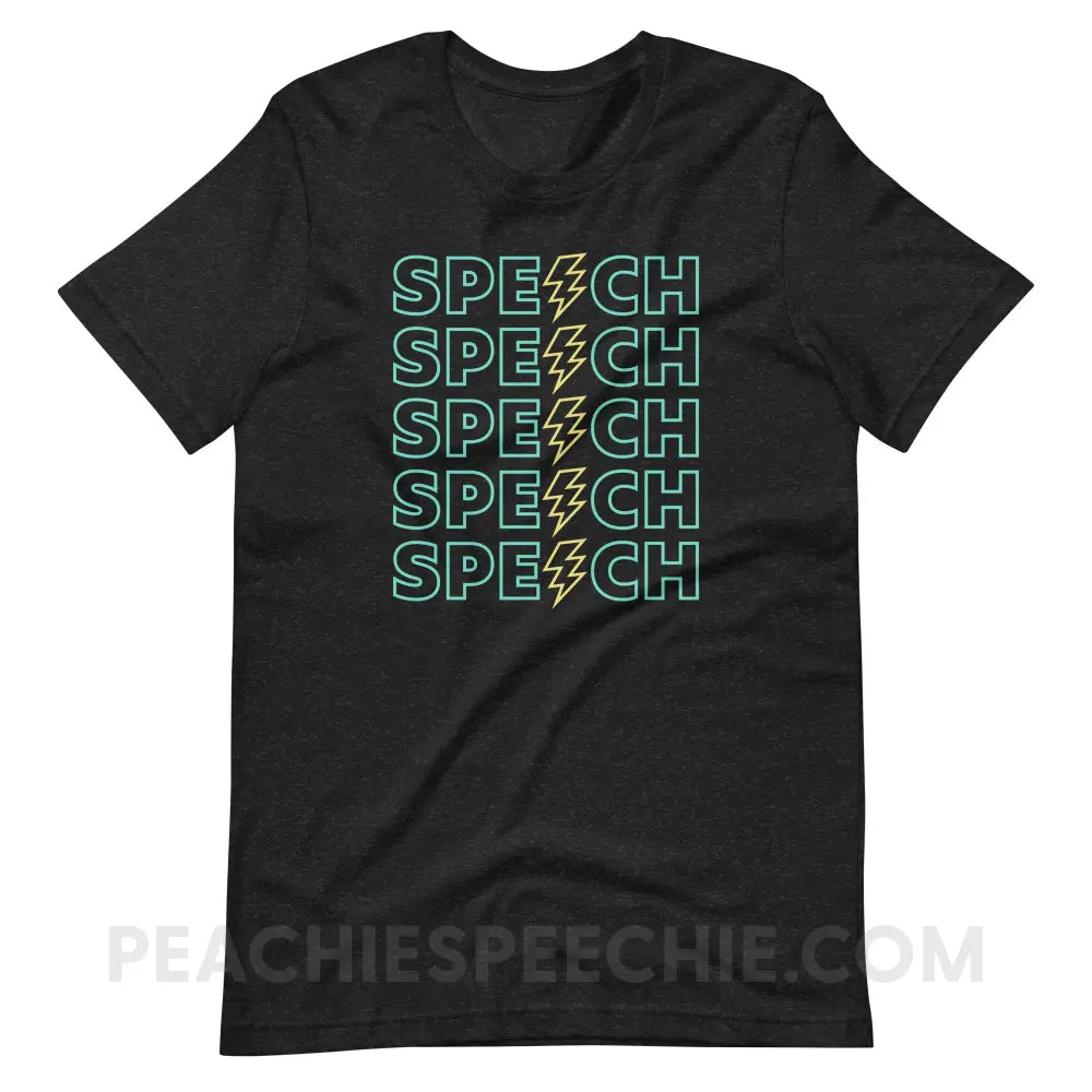 Power of Speech Premium Soft Tee - Black Heather / XS - peachiespeechie.com