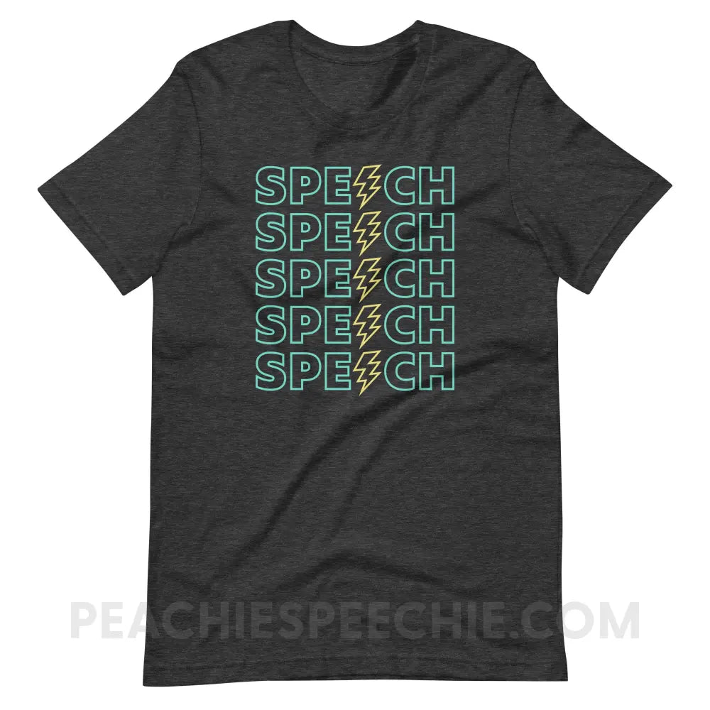 Power of Speech Premium Soft Tee - Dark Grey Heather / XS - peachiespeechie.com