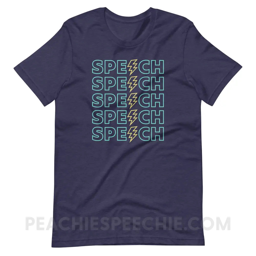 Power of Speech Premium Soft Tee - Heather Midnight Navy / XS - peachiespeechie.com