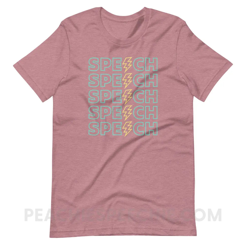 Power of Speech Premium Soft Tee - Heather Orchid / S - peachiespeechie.com