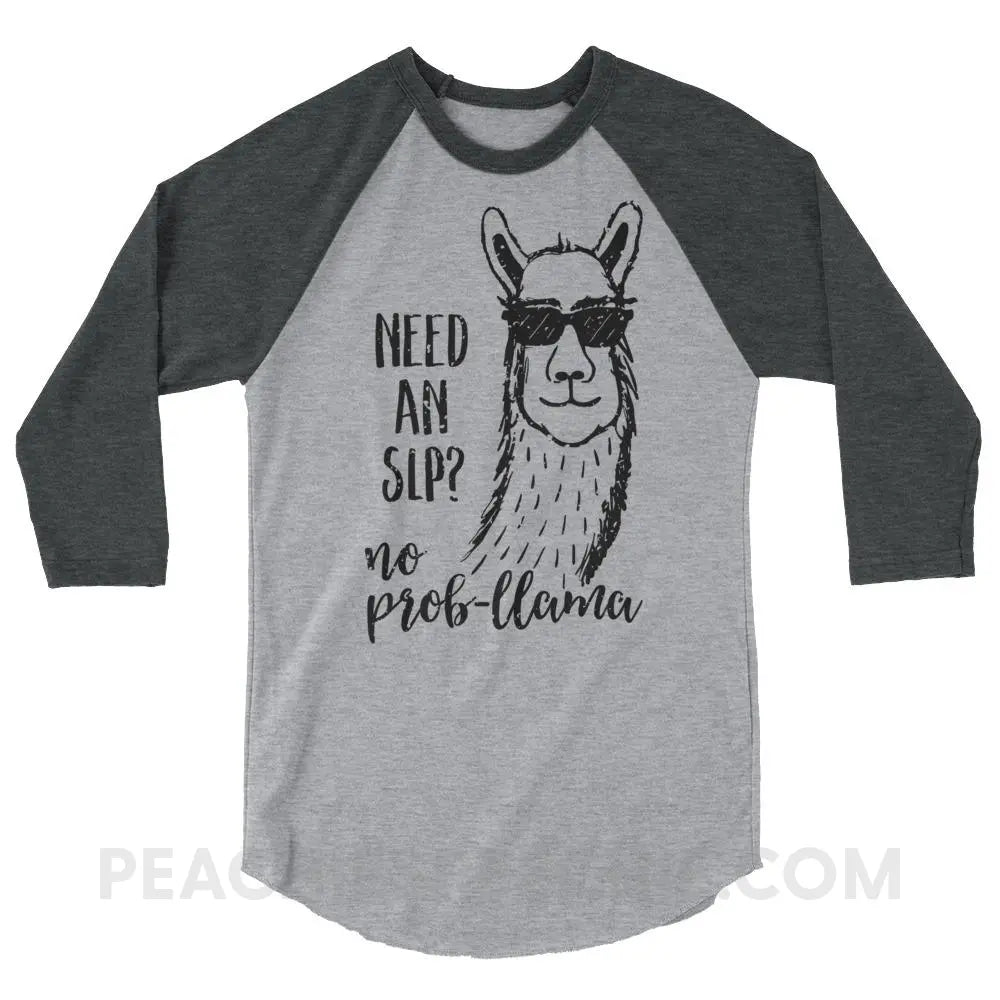 No Prob-llama! Baseball Tee - Heather Grey/Heather Charcoal / XS - T-Shirts & Tops peachiespeechie.com