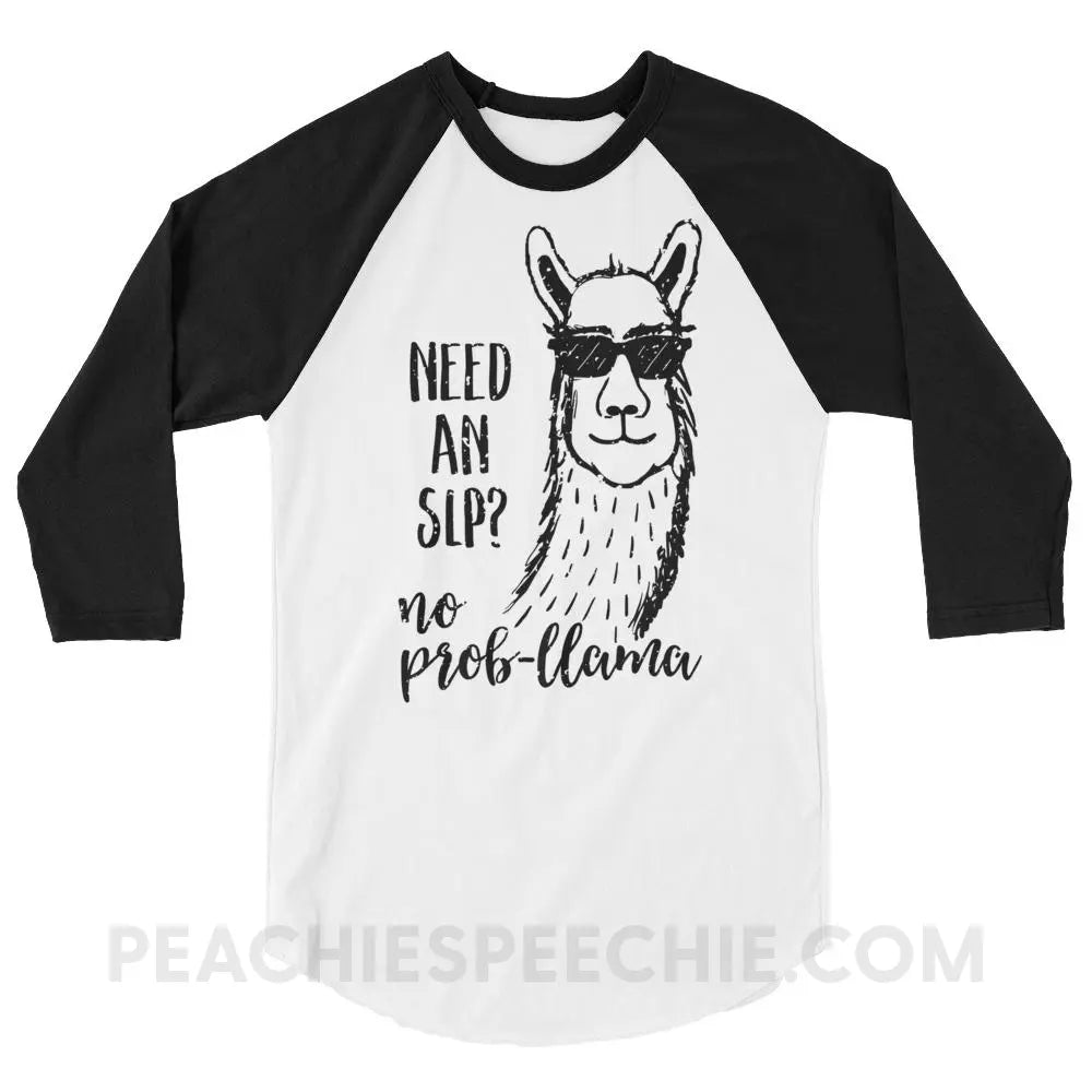 No Prob-llama! Baseball Tee - White/Black / XS - T-Shirts & Tops peachiespeechie.com
