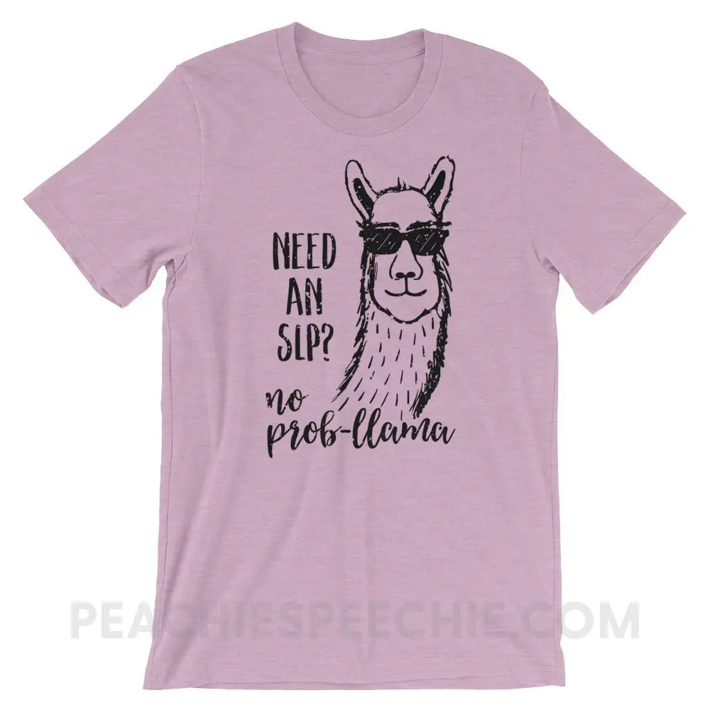 No Prob-llama! Premium Soft Tee - Heather Prism Lilac / XS - T-Shirts & Tops peachiespeechie.com