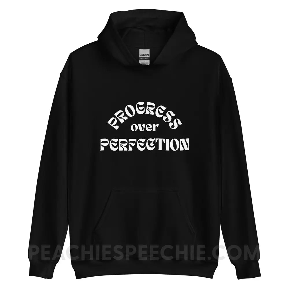 Progress Over Perfection Classic Hoodie - Black / S - peachiespeechie.com