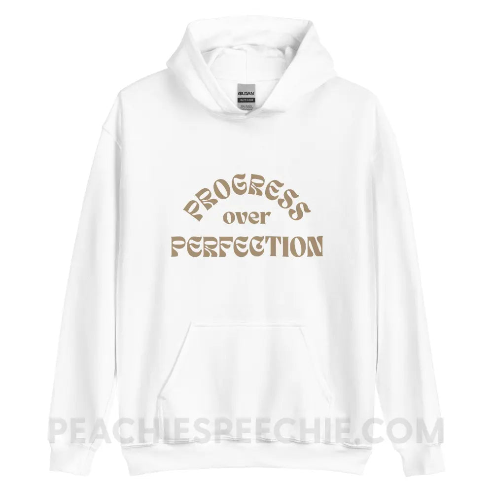 Progress Over Perfection Classic Hoodie - White / S - peachiespeechie.com