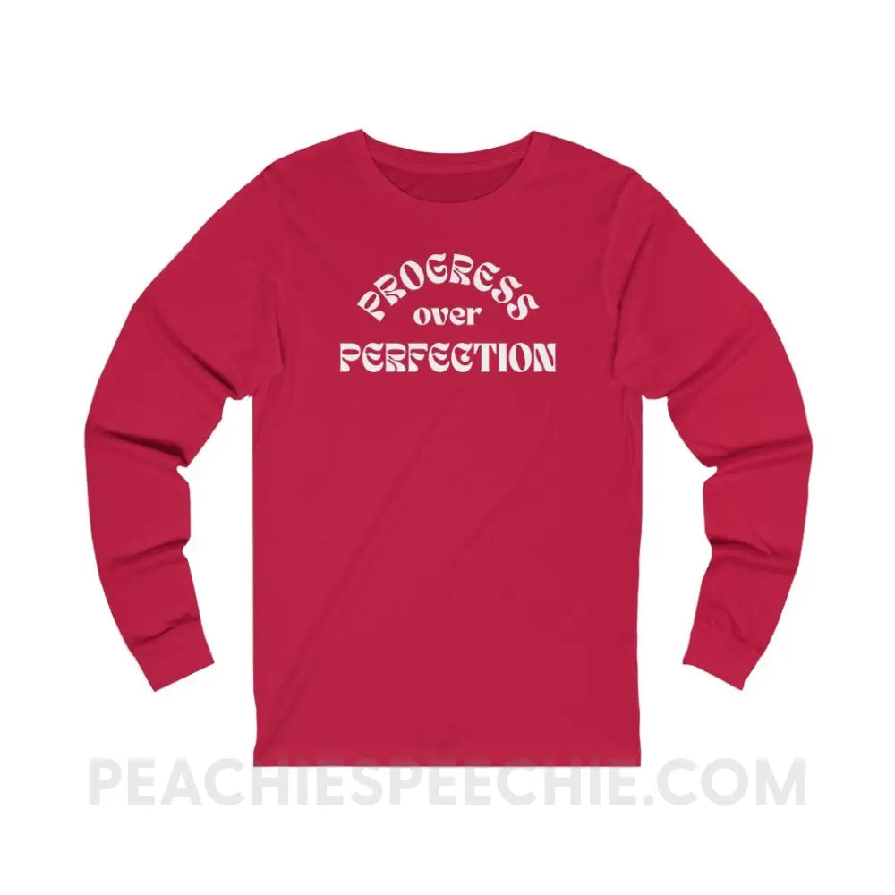 Progress Over Perfection Premium Long Sleeve - Red / XS - Long-sleeve peachiespeechie.com
