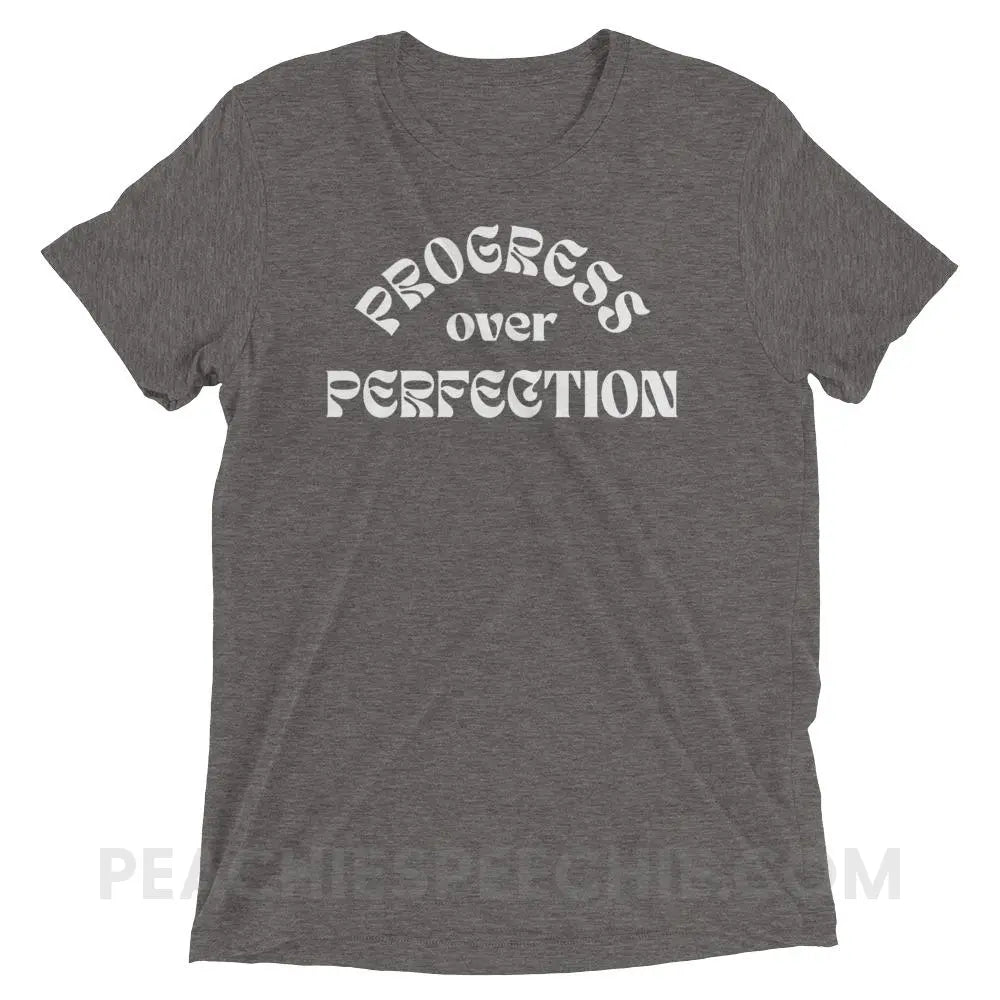 Progress Over Perfection Tri-Blend Tee - Grey Triblend / XS - peachiespeechie.com
