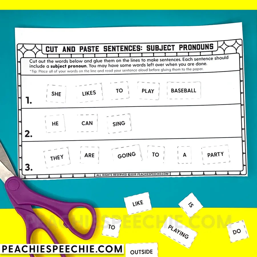I Can Use Pronouns: No-Prep Workbook - Materials peachiespeechie.com