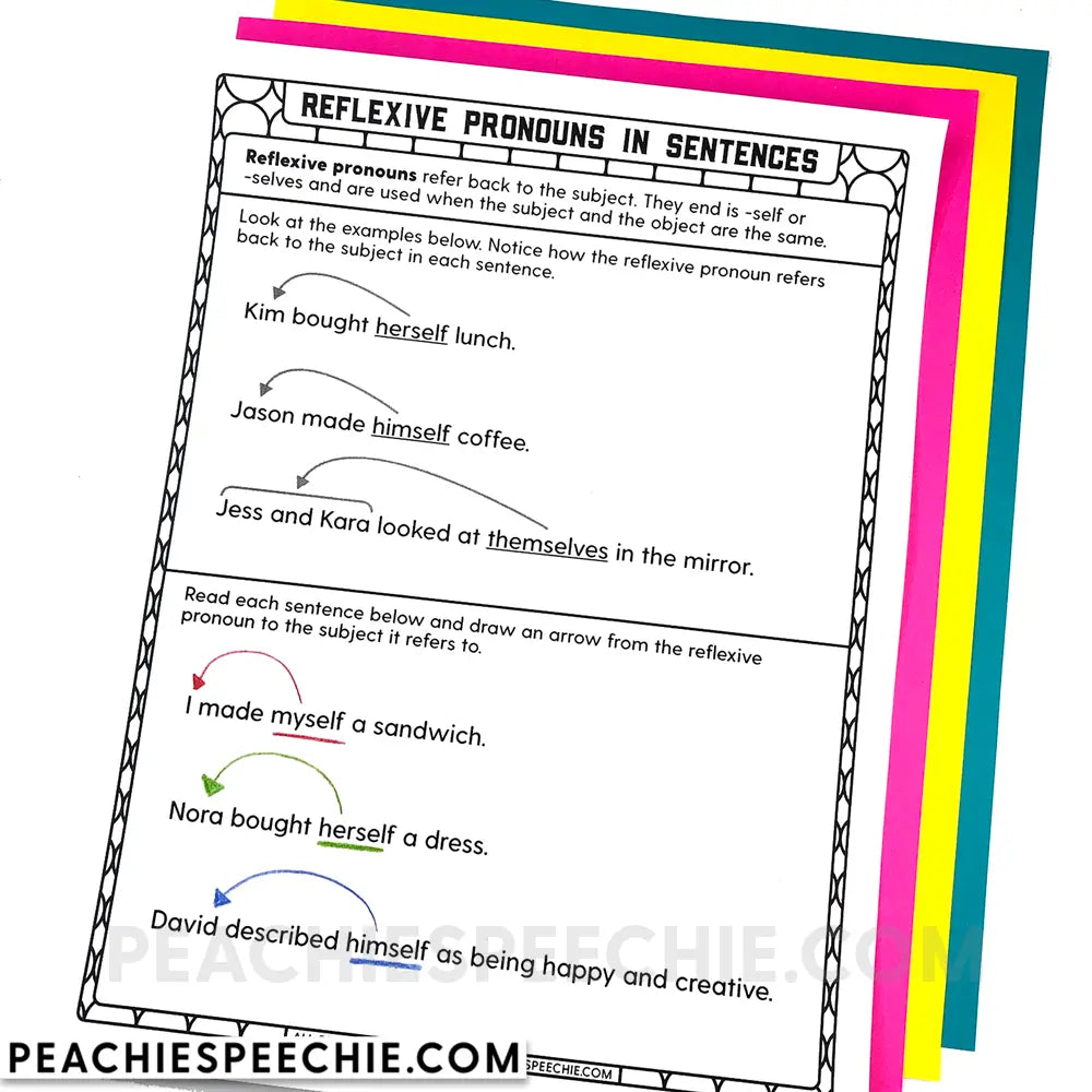 I Can Use Pronouns: No-Prep Workbook - Materials peachiespeechie.com