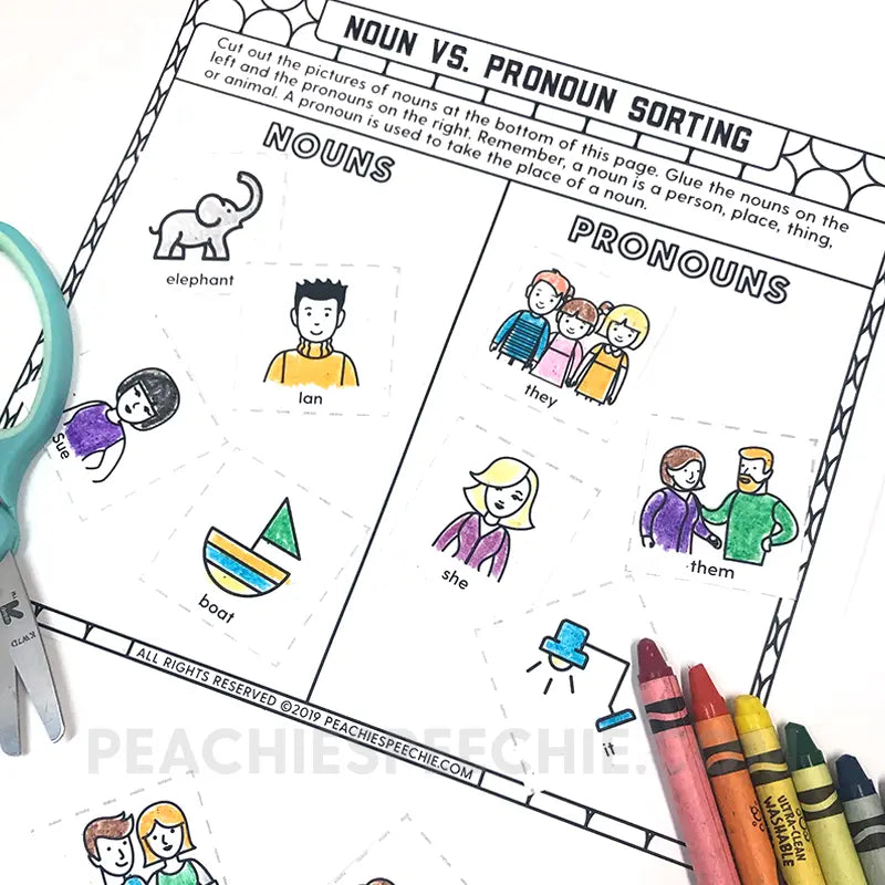 I Can Use Pronouns: No-Prep Workbook - Materials peachiespeechie.com