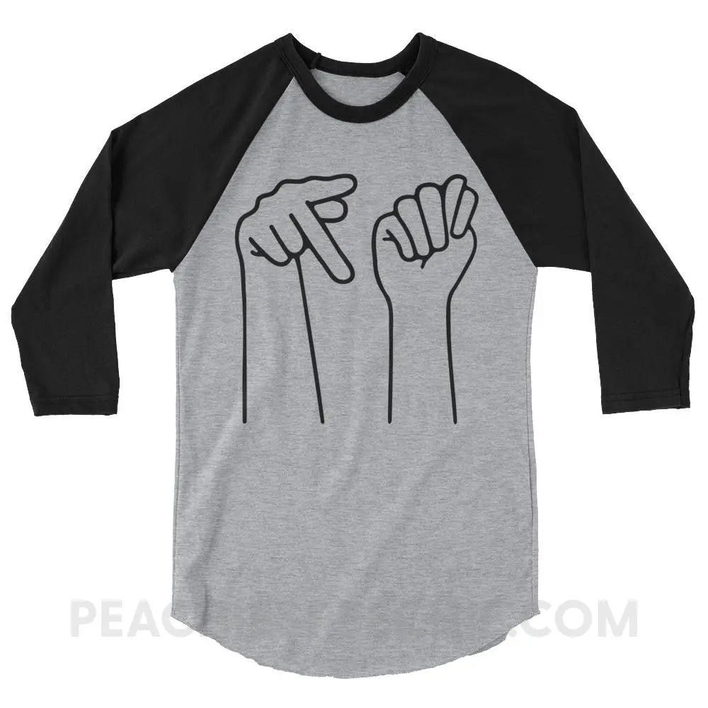 PT Hands Baseball Tee - Heather Grey/Black / XS - T-Shirts & Tops peachiespeechie.com