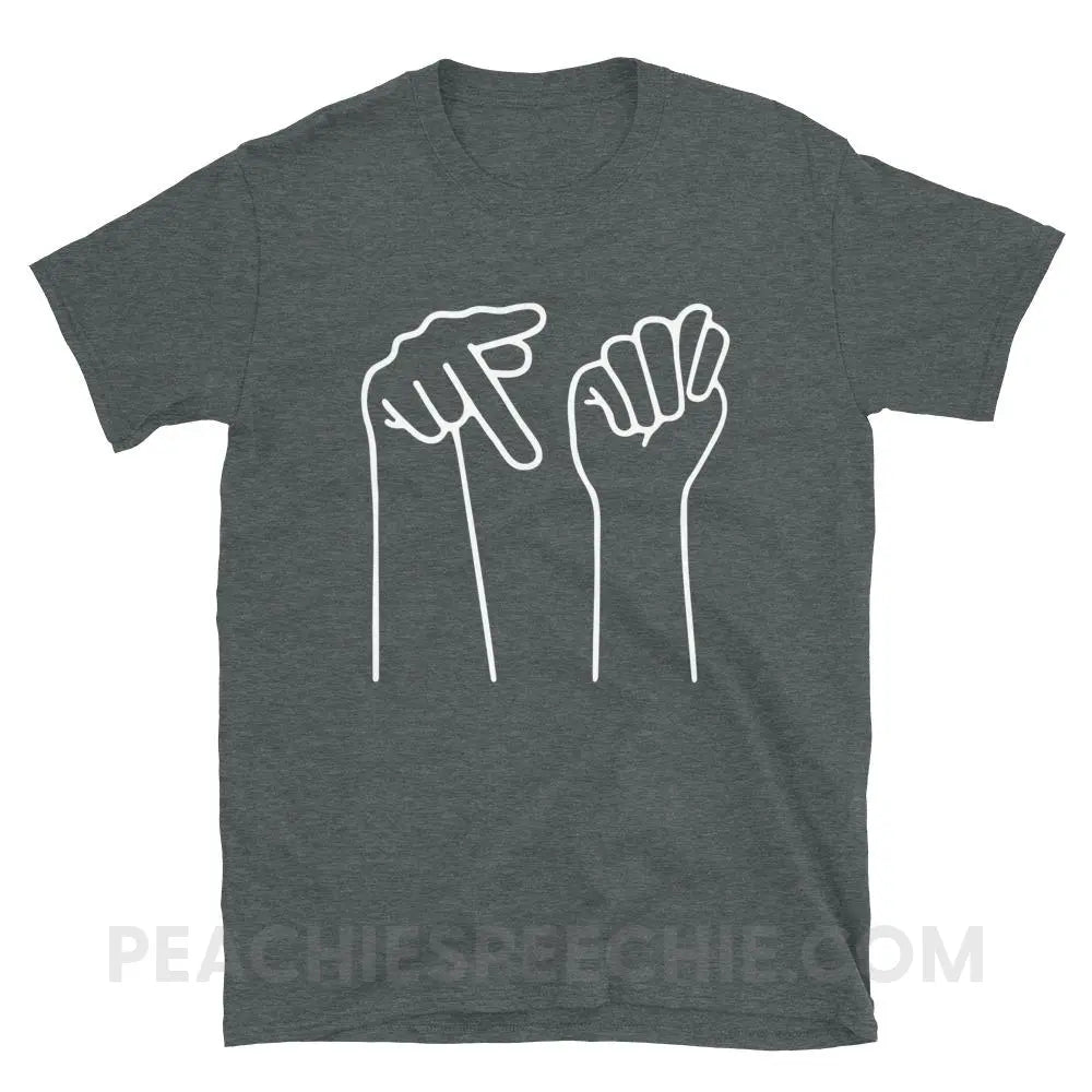 PT Hands Classic Tee - Dark Heather / S - T-Shirts & Tops peachiespeechie.com
