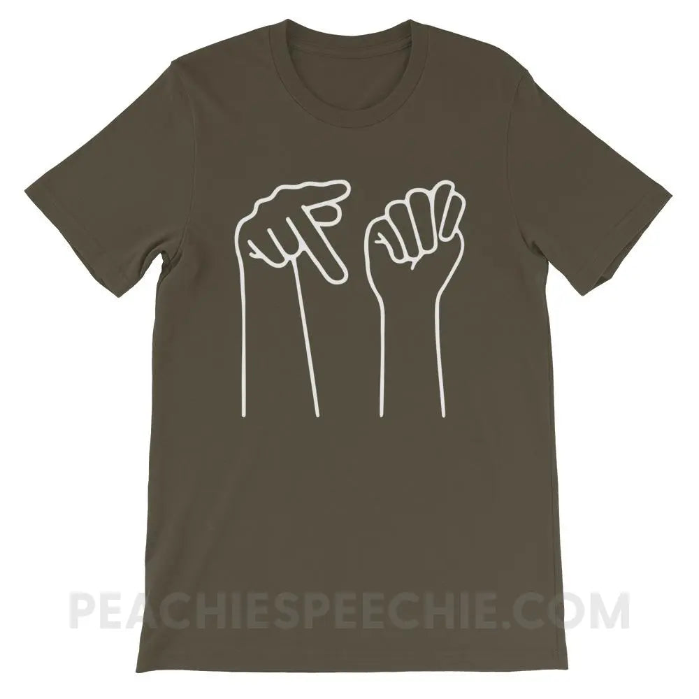 PT Hands Premium Soft Tee - Army / S - T-Shirts & Tops peachiespeechie.com