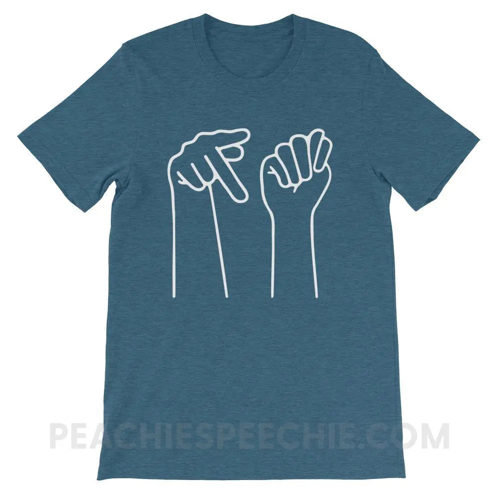 PT Hands Premium Soft Tee - Heather Deep Teal / S - T-Shirts & Tops peachiespeechie.com