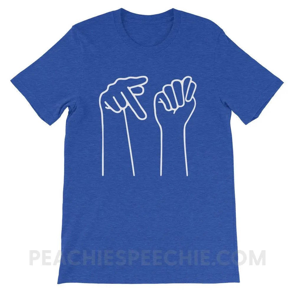 PT Hands Premium Soft Tee - Heather True Royal / S - T-Shirts & Tops peachiespeechie.com