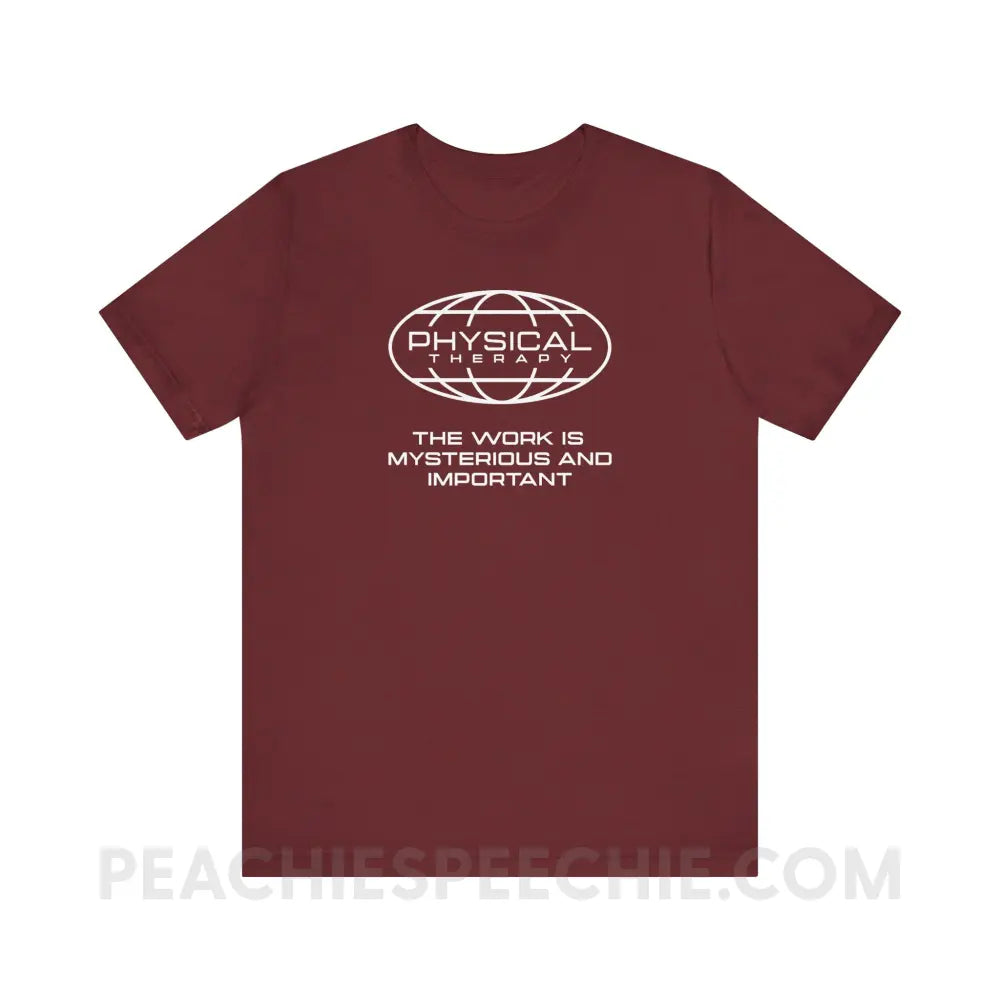 PT Is Mysterious And Important Premium Soft Tee - Heather Cardinal / XS - T-Shirt peachiespeechie.com