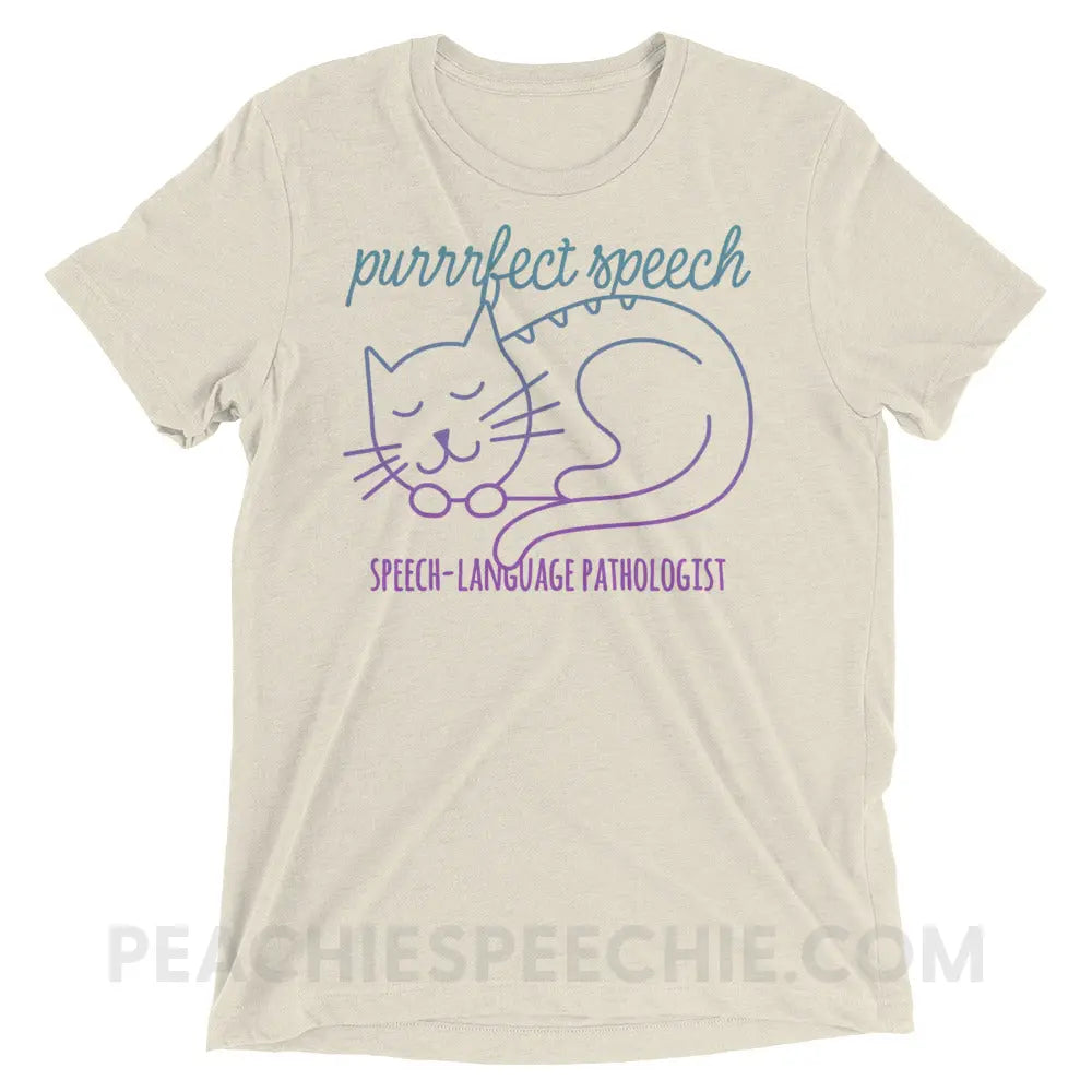 Purrrfect Speech Tri-Blend Tee - Oatmeal Triblend / XS - T-Shirts & Tops peachiespeechie.com