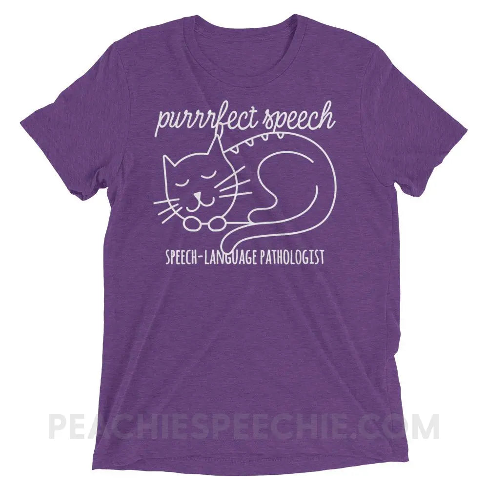 Purrrfect Speech Tri-Blend Tee - Purple Triblend / XS - T-Shirts & Tops peachiespeechie.com