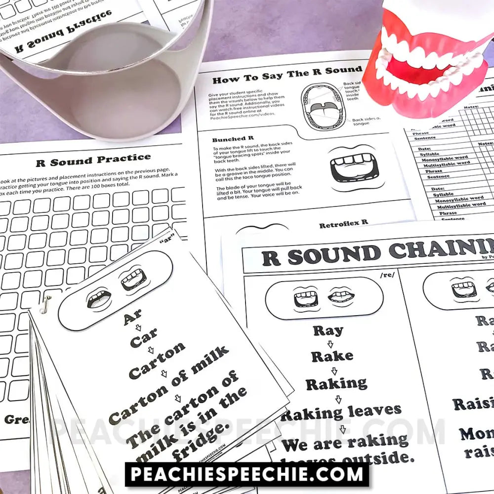 R Sound Chaining for Speech Therapy - Materials peachiespeechie.com
