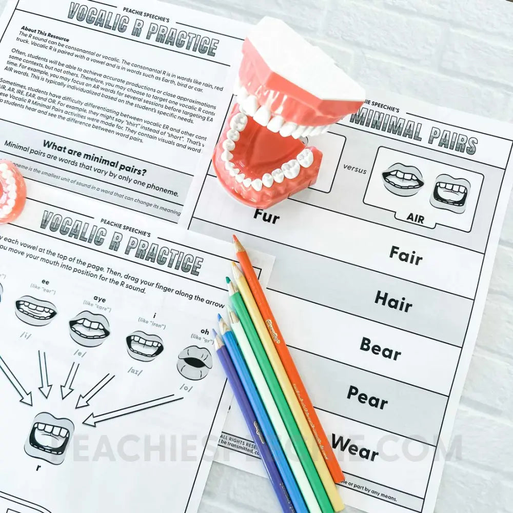 R Sound Minimal Pairs - Materials peachiespeechie.com