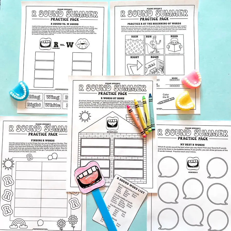 R Sound Summer Practice Pack - Materials peachiespeechie.com