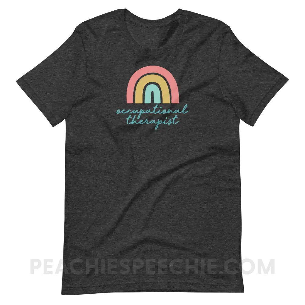 Rainbow Occupational Therapist Premium Soft Tee - Dark Grey Heather / S - T-Shirt peachiespeechie.com