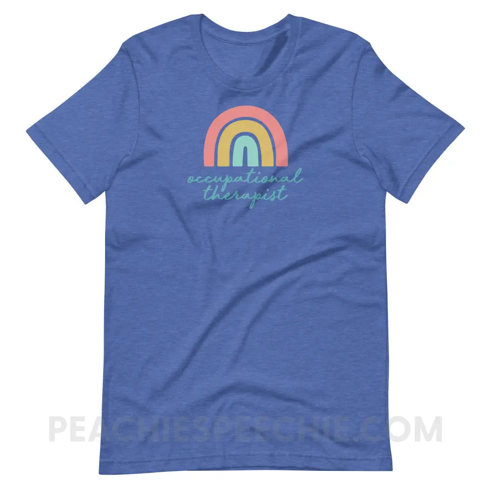 Rainbow Occupational Therapist Premium Soft Tee - Heather True Royal / S - T-Shirt peachiespeechie.com