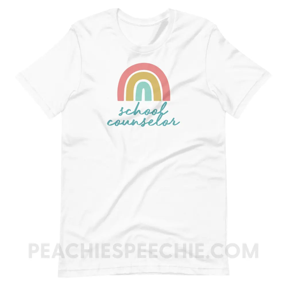 Rainbow School Counselor Premium Soft Tee - White / S - T-Shirt peachiespeechie.com