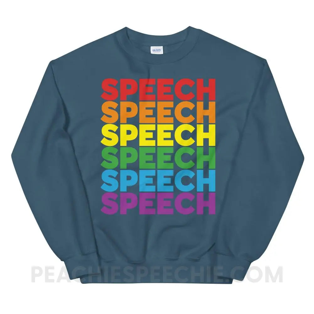 Rainbow Speech Classic Sweatshirt - Indigo Blue / S - Hoodies & Sweatshirts peachiespeechie.com