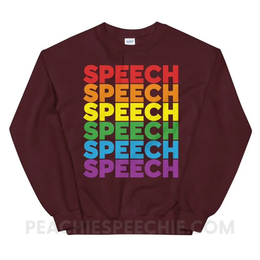 Rainbow Speech Classic Sweatshirt - Maroon / S - Hoodies & Sweatshirts peachiespeechie.com