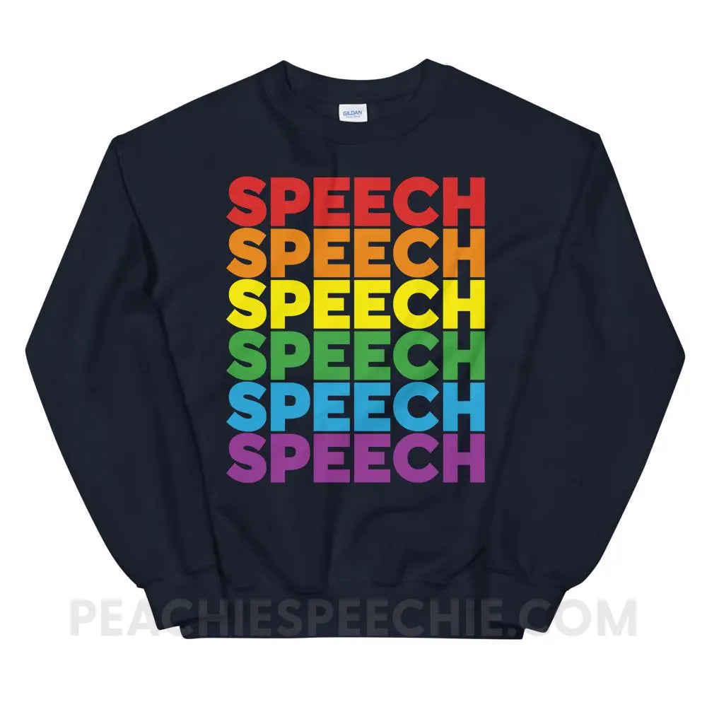 Rainbow Speech Classic Sweatshirt - Navy / S - Hoodies & Sweatshirts peachiespeechie.com