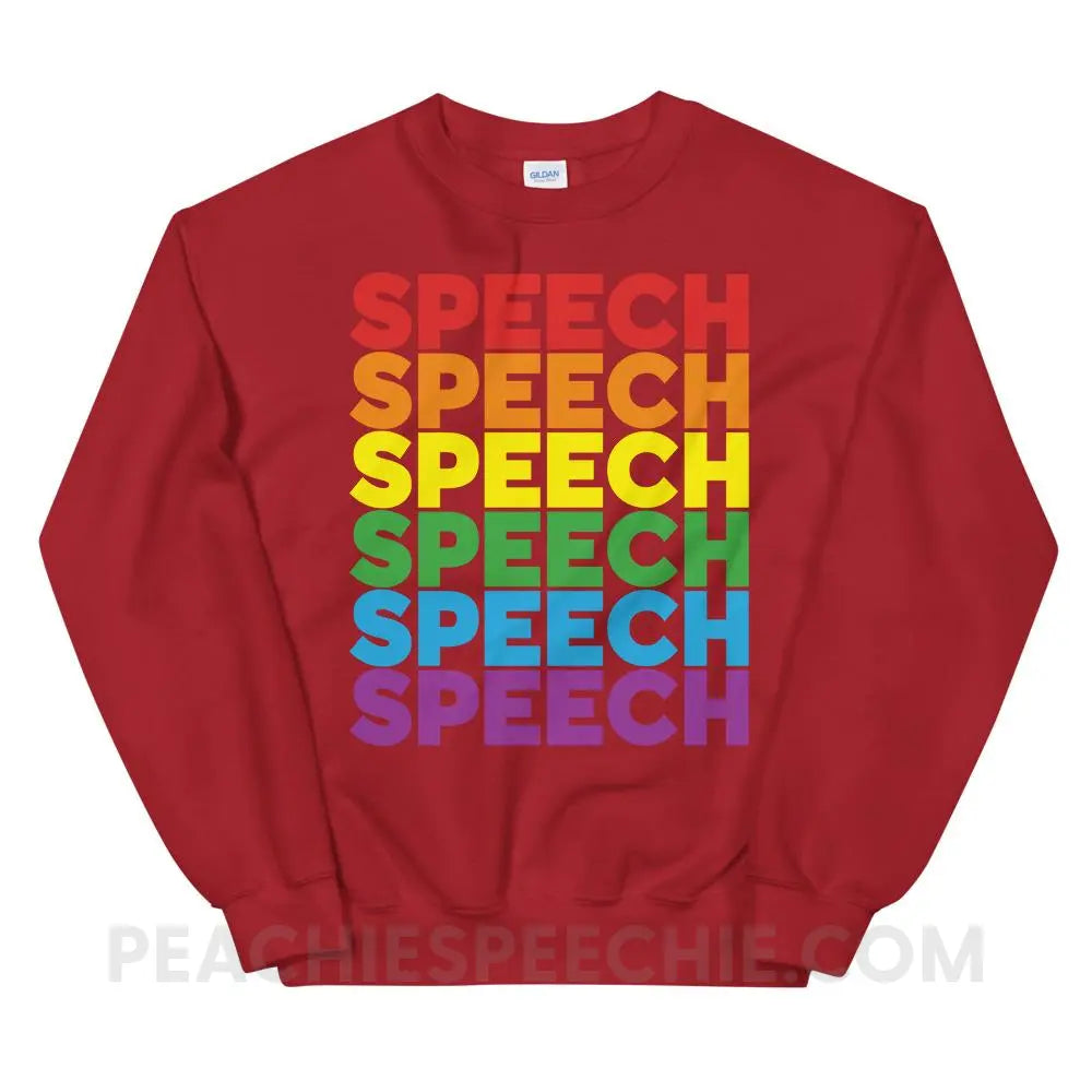 Rainbow Speech Classic Sweatshirt - Red / S - Hoodies & Sweatshirts peachiespeechie.com
