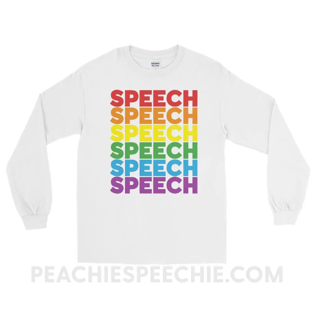 Rainbow Speech Long Sleeve Tee - White / S - T-Shirts & Tops peachiespeechie.com