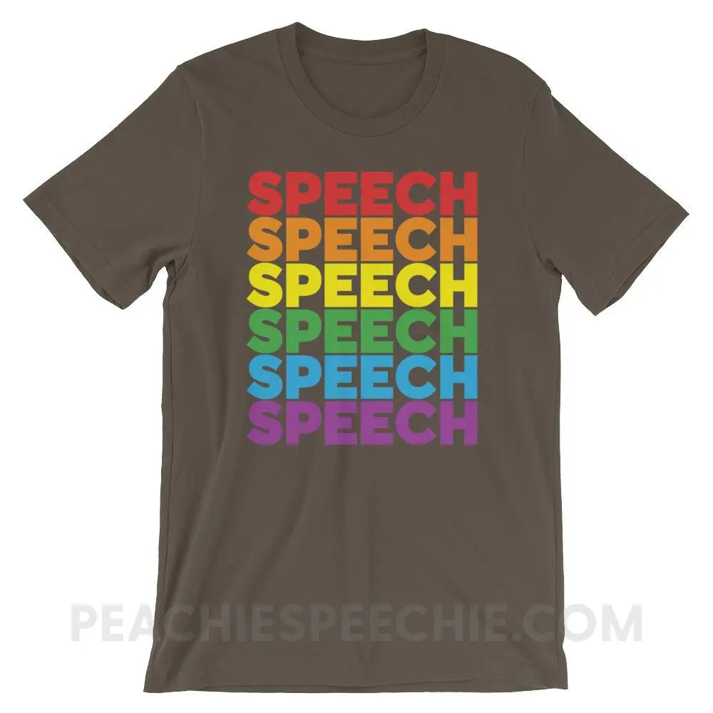 Rainbow Speech Premium Soft Tee - Army / S - T-Shirts & Tops peachiespeechie.com