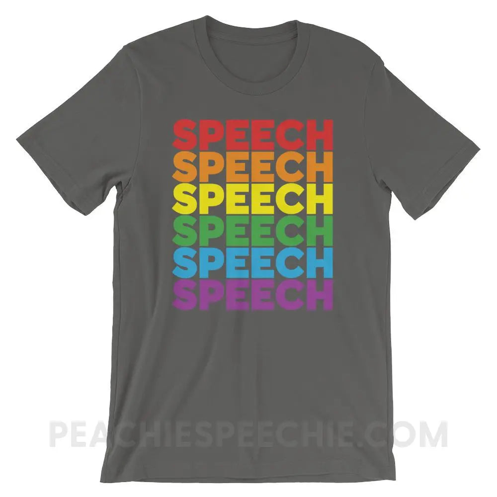 Rainbow Speech Premium Soft Tee - Asphalt / S - T-Shirts & Tops peachiespeechie.com