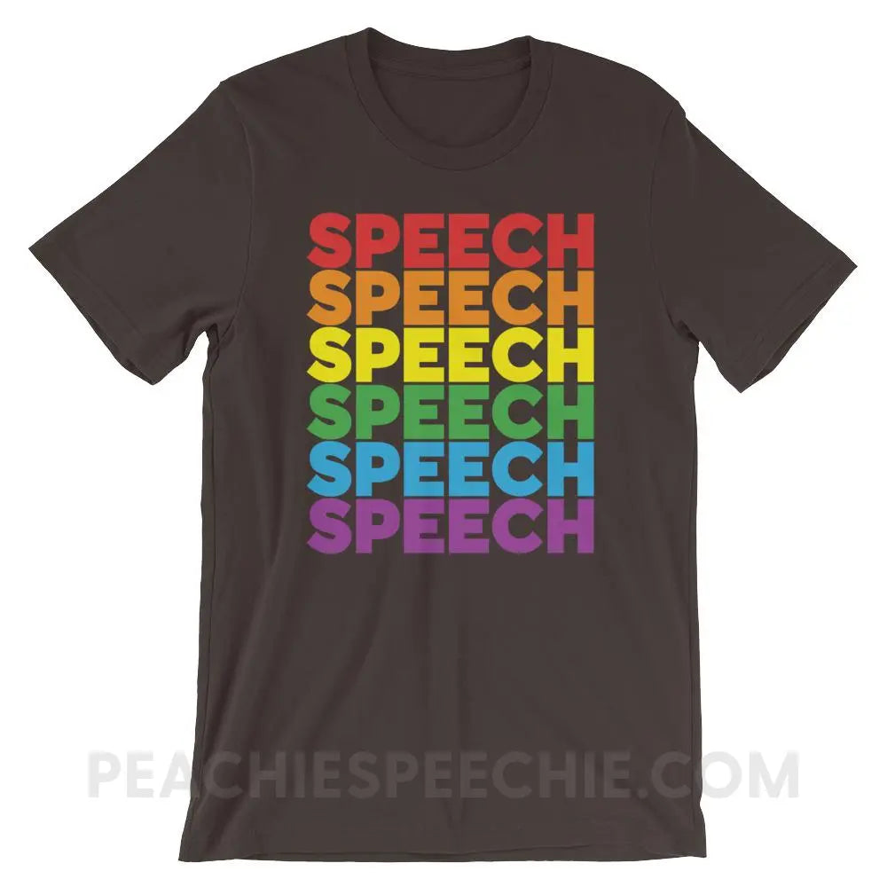 Rainbow Speech Premium Soft Tee - Brown / S - T-Shirts & Tops peachiespeechie.com