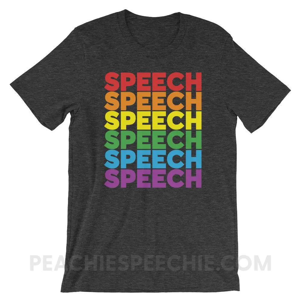 Rainbow Speech Premium Soft Tee - Dark Grey Heather / XS - T-Shirts & Tops peachiespeechie.com