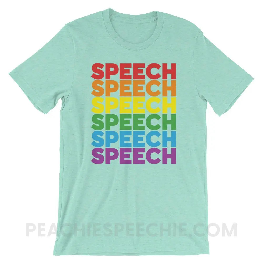 Rainbow Speech Premium Soft Tee - Heather Mint / S - T-Shirts & Tops peachiespeechie.com